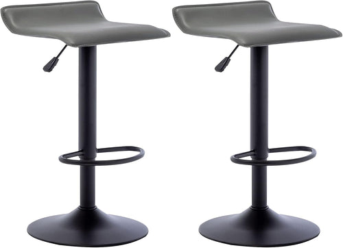 2 Grey PU Leather Adjustable Swivel Bar Stools