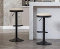 2 Beige Leather Adjustable Swivel Bar Stools
