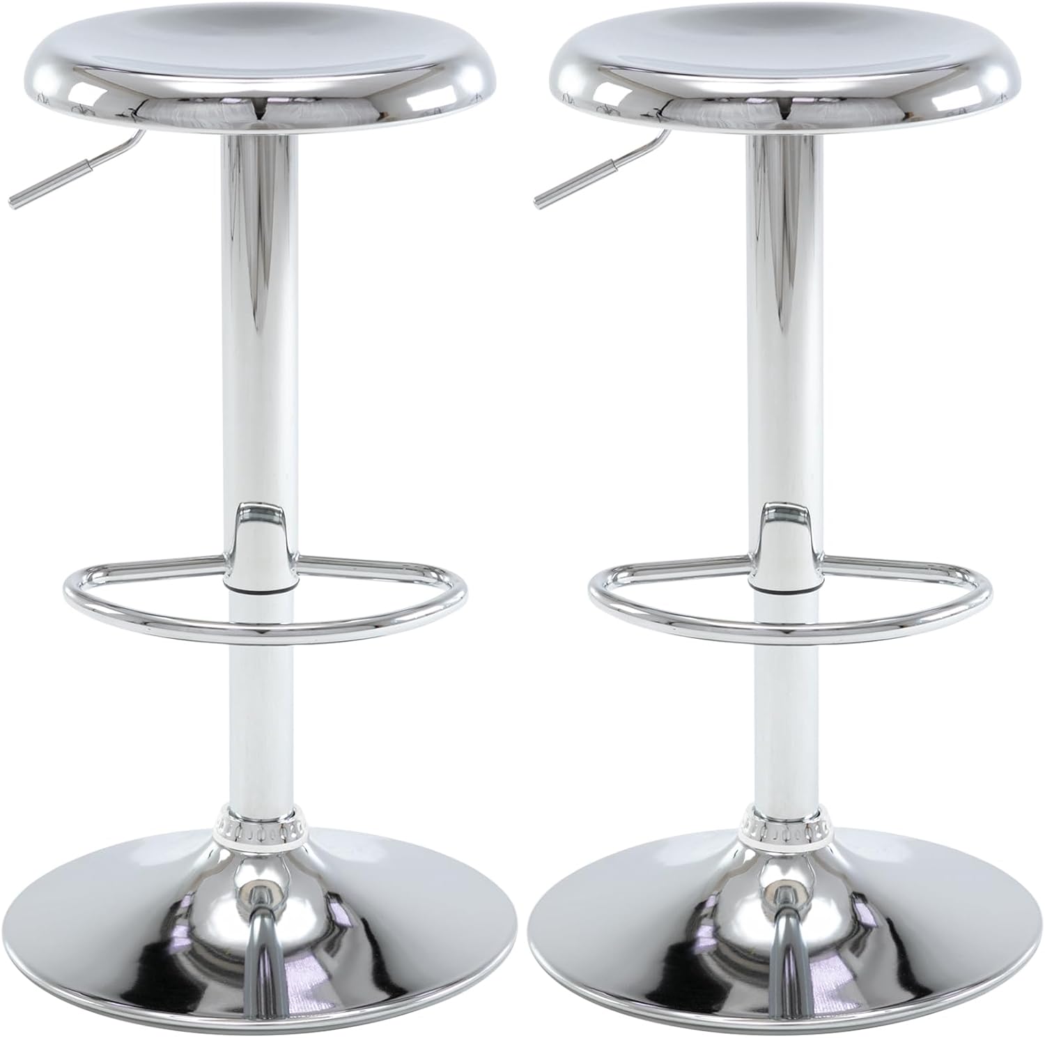 2 Chrome Adjustable Swivel Bar Stools