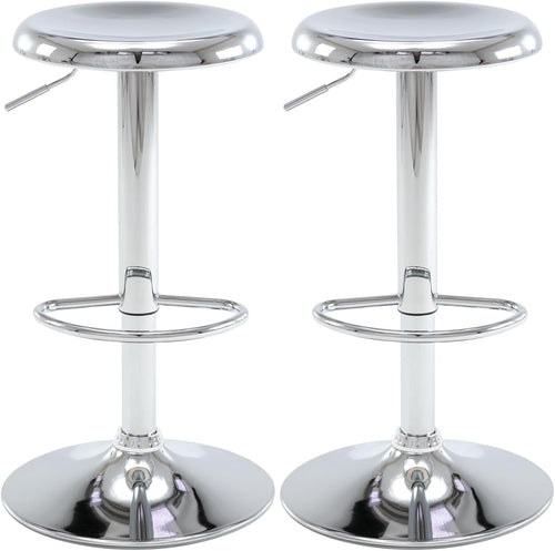 2 Chrome Adjustable Swivel Bar Stools