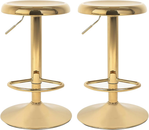 2 Gold Adjustable Swivel Bar Stools Set