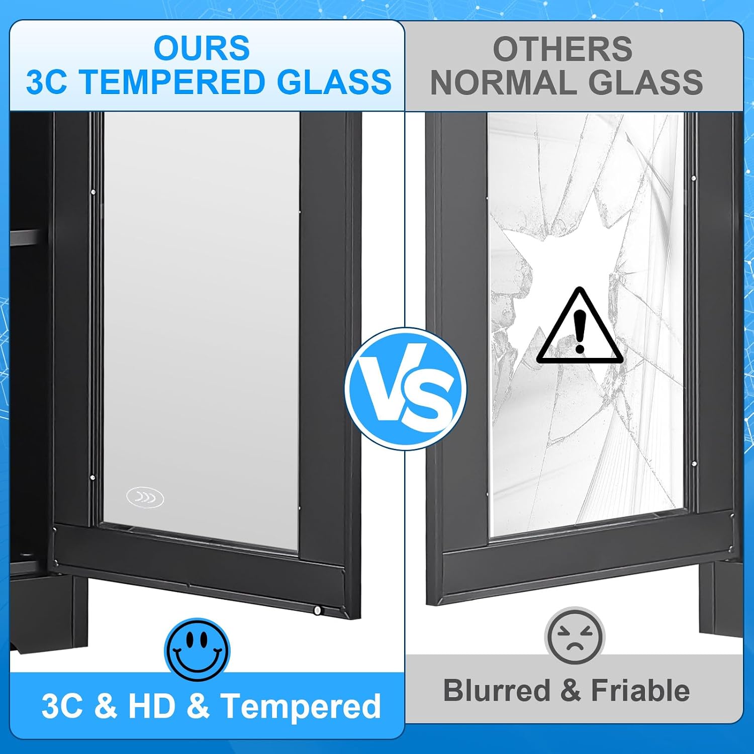 Black Lockable Metal Glass Display Cabinet