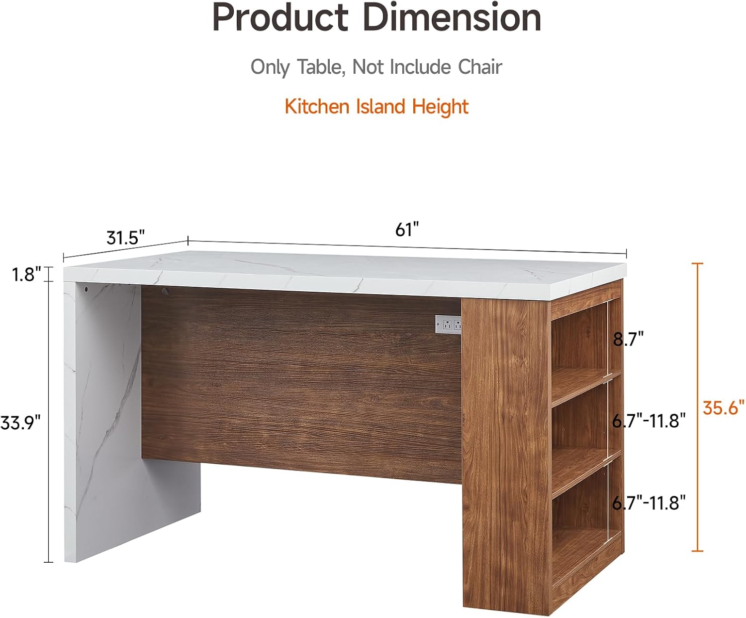 White LED Marble Kitchen Island