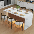 White LED Marble Large Dining Table