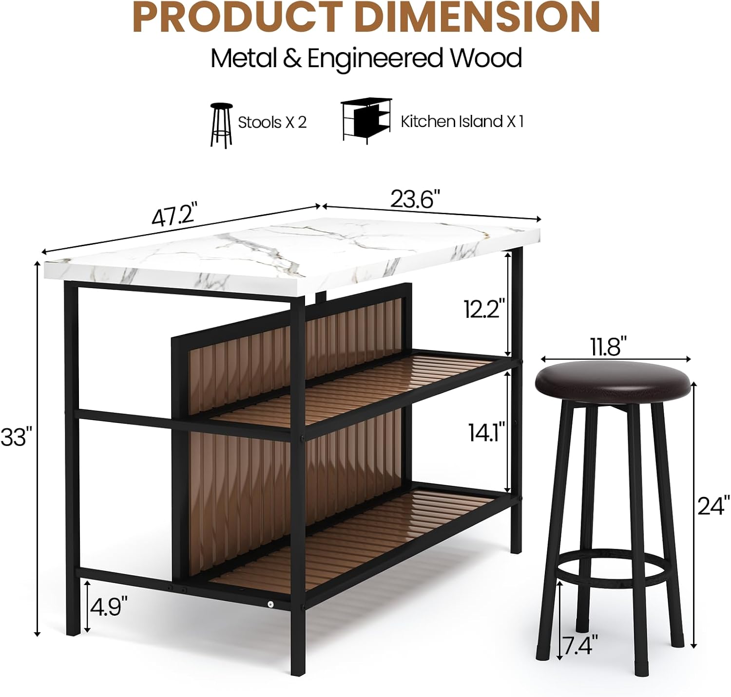 White Marble Kitchen Island Set
