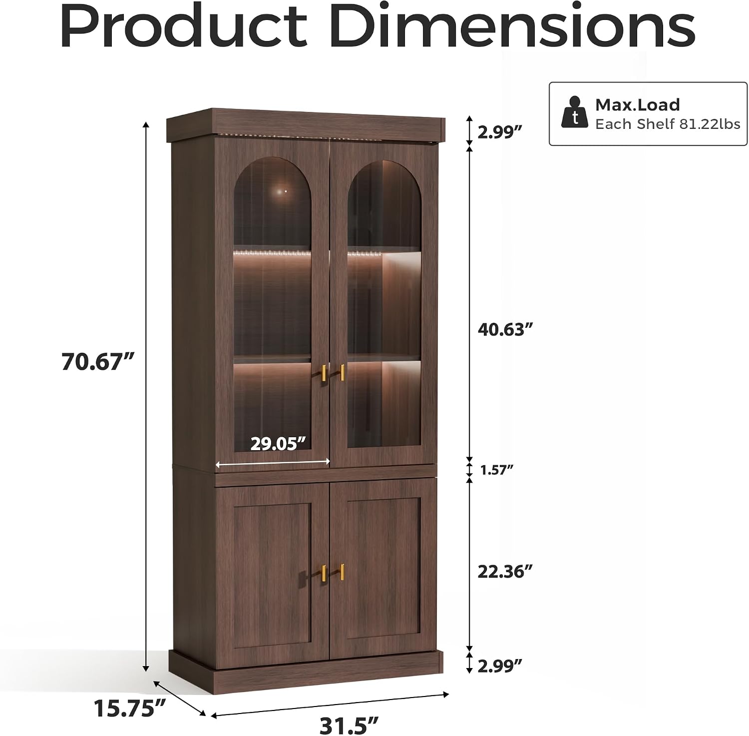 Walnut LED Mid-Century Display Cabinet