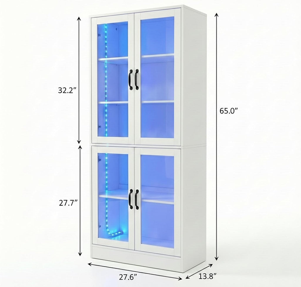 White LED Glass Display Cabinet