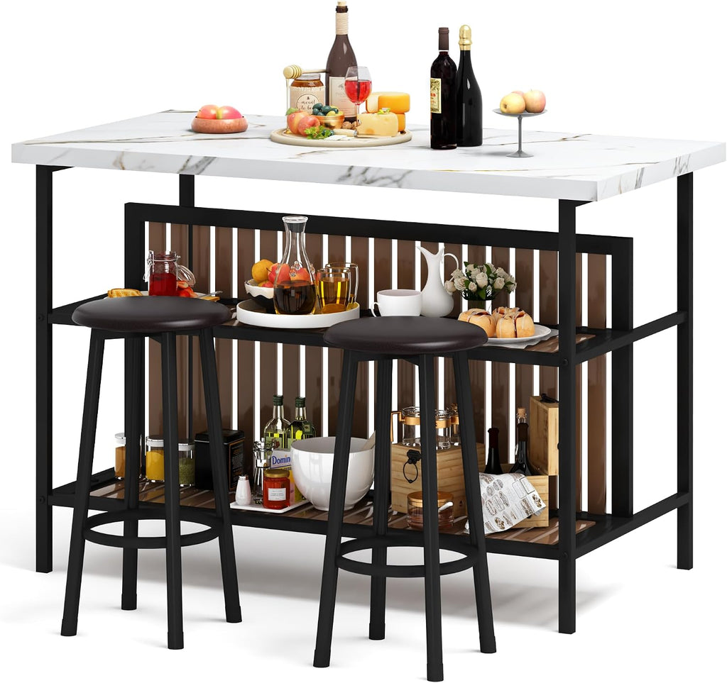 White Marble Kitchen Island Set