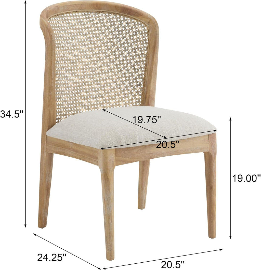 Beige Cane Lilia Dining Chairs Set of 2