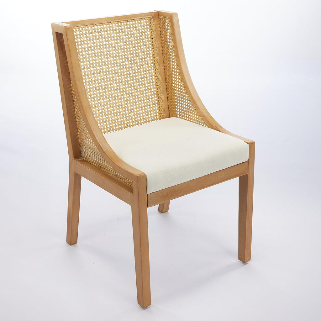 Beige Rattan Mid-Century Dining Chairs