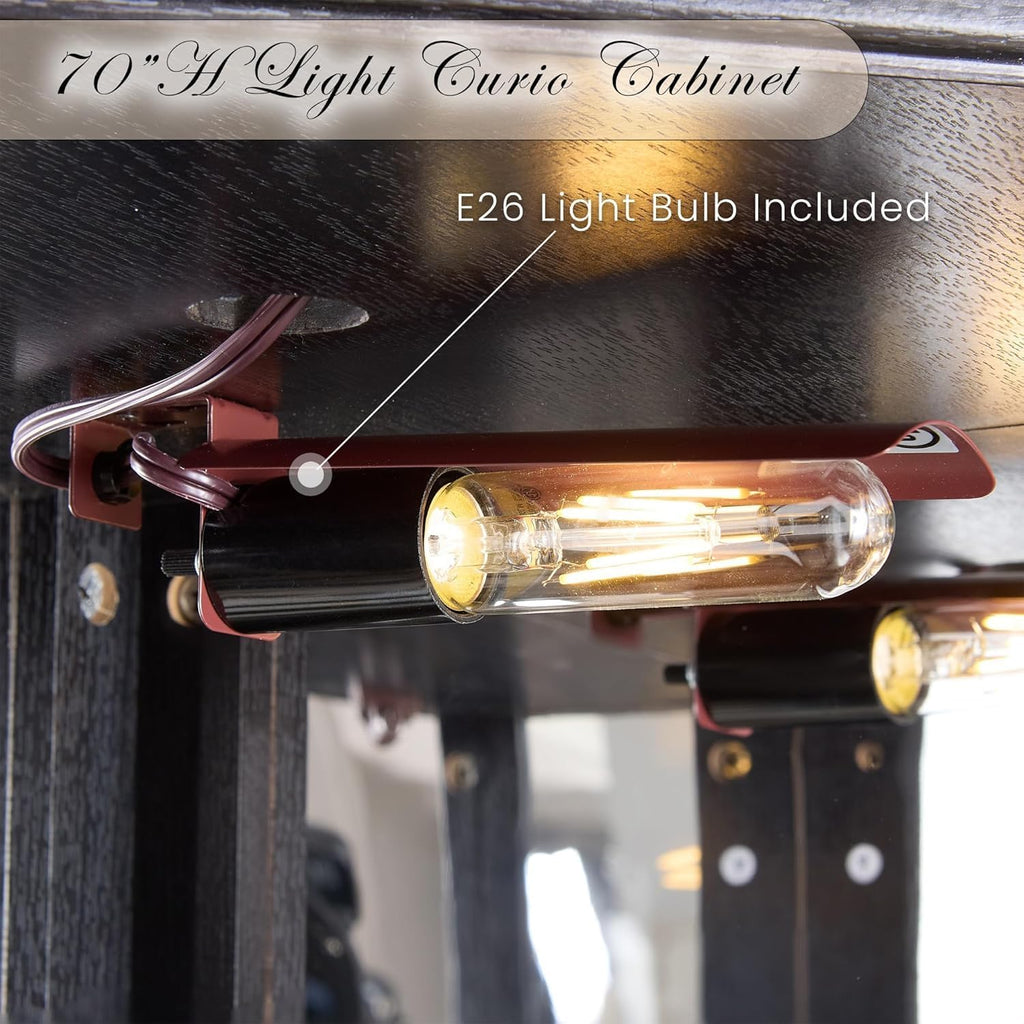 Black Lighted Corner Glass Display Cabinet