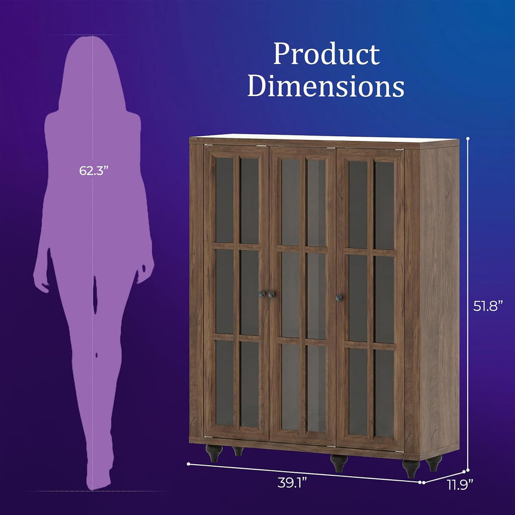 Cracked Oak Glass Display Cabinet
