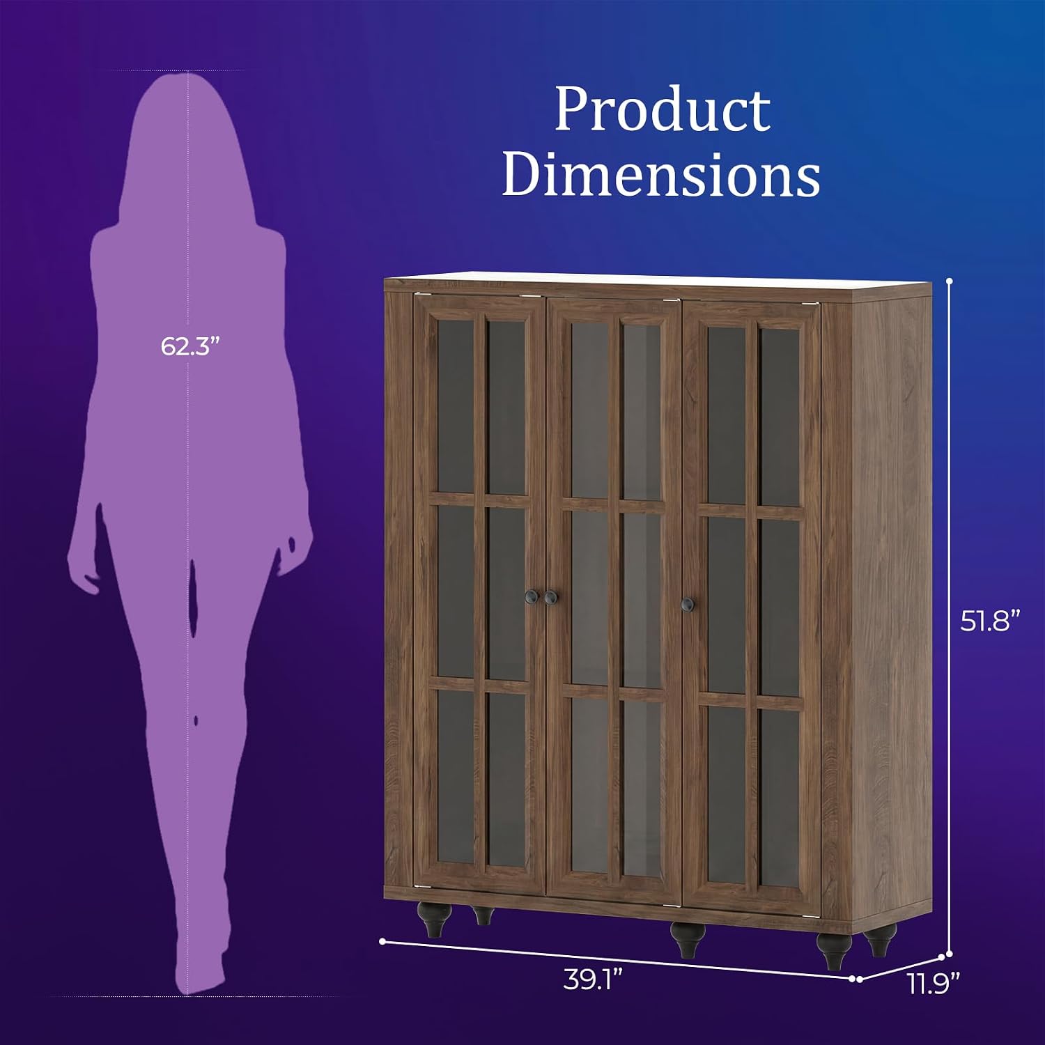 Cracked Oak Glass Display Cabinet