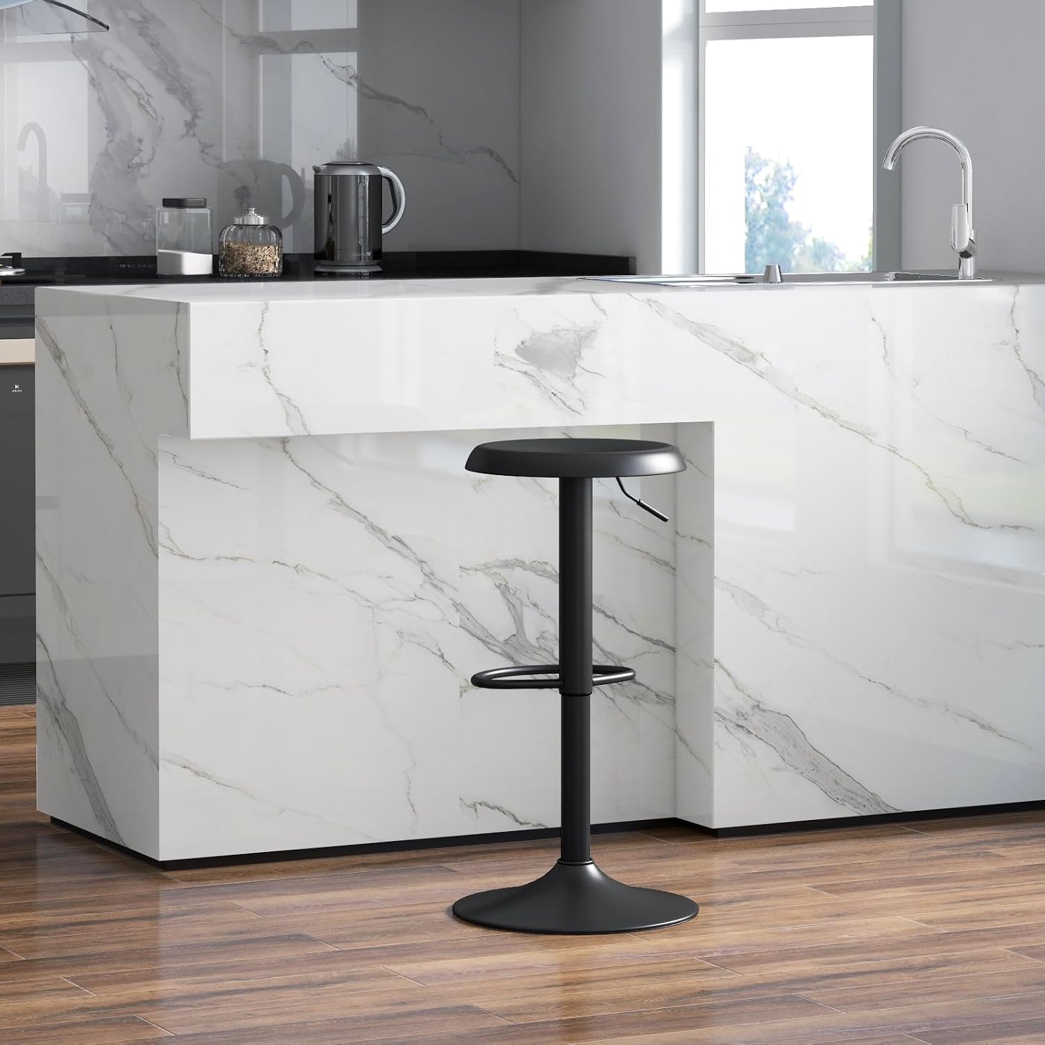 Black Adjustable Swivel Counter Bar Stool
