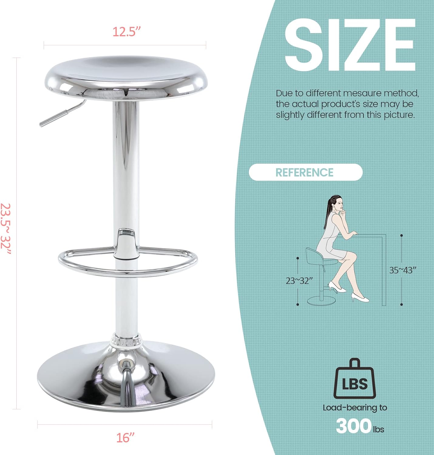 2 Chrome Adjustable Swivel Bar Stools