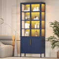 Blue Color LED Glass Display Cabinet
