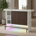 62" LED Marble Bar Table with Storage Cabinet