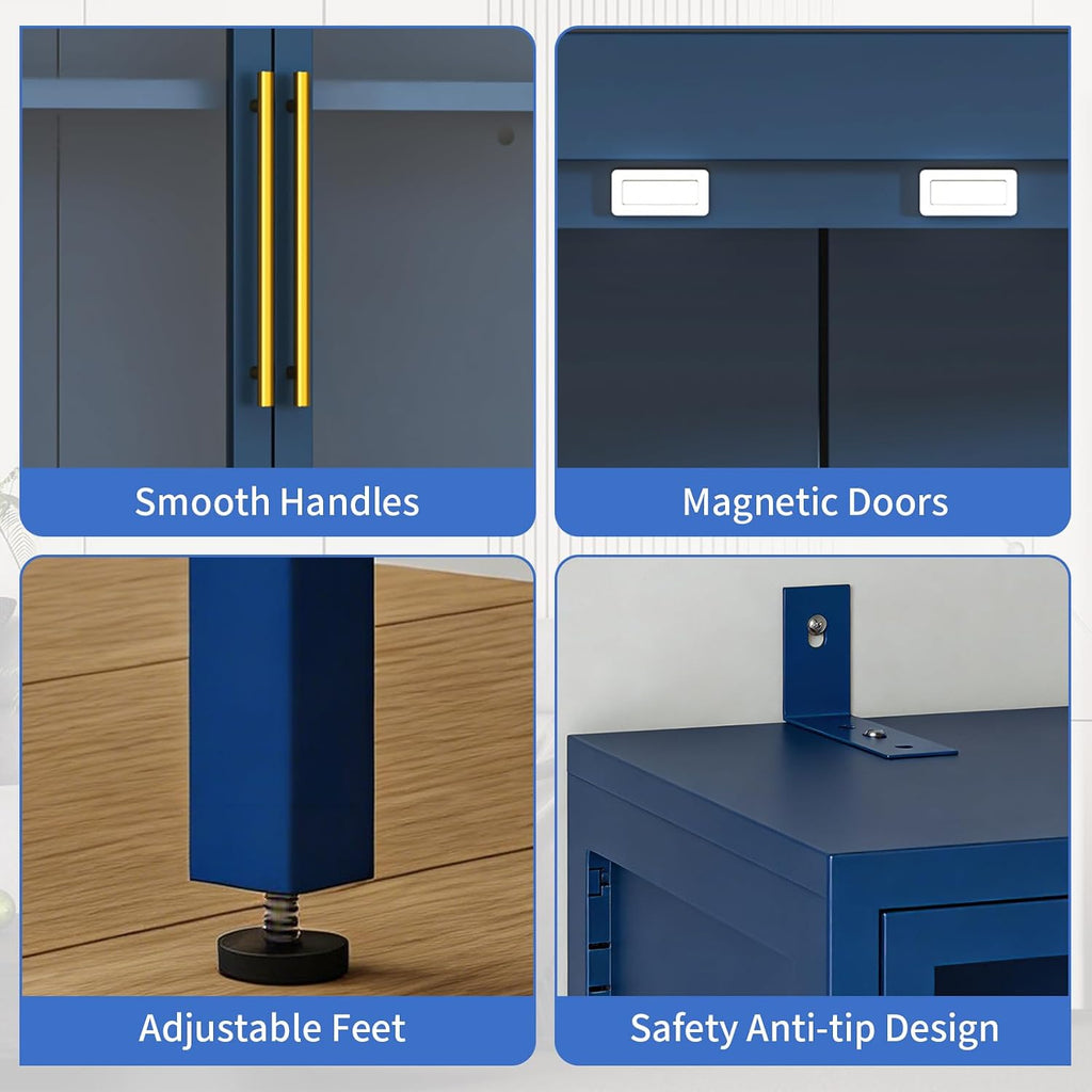 Blue Color LED Glass Display Cabinet