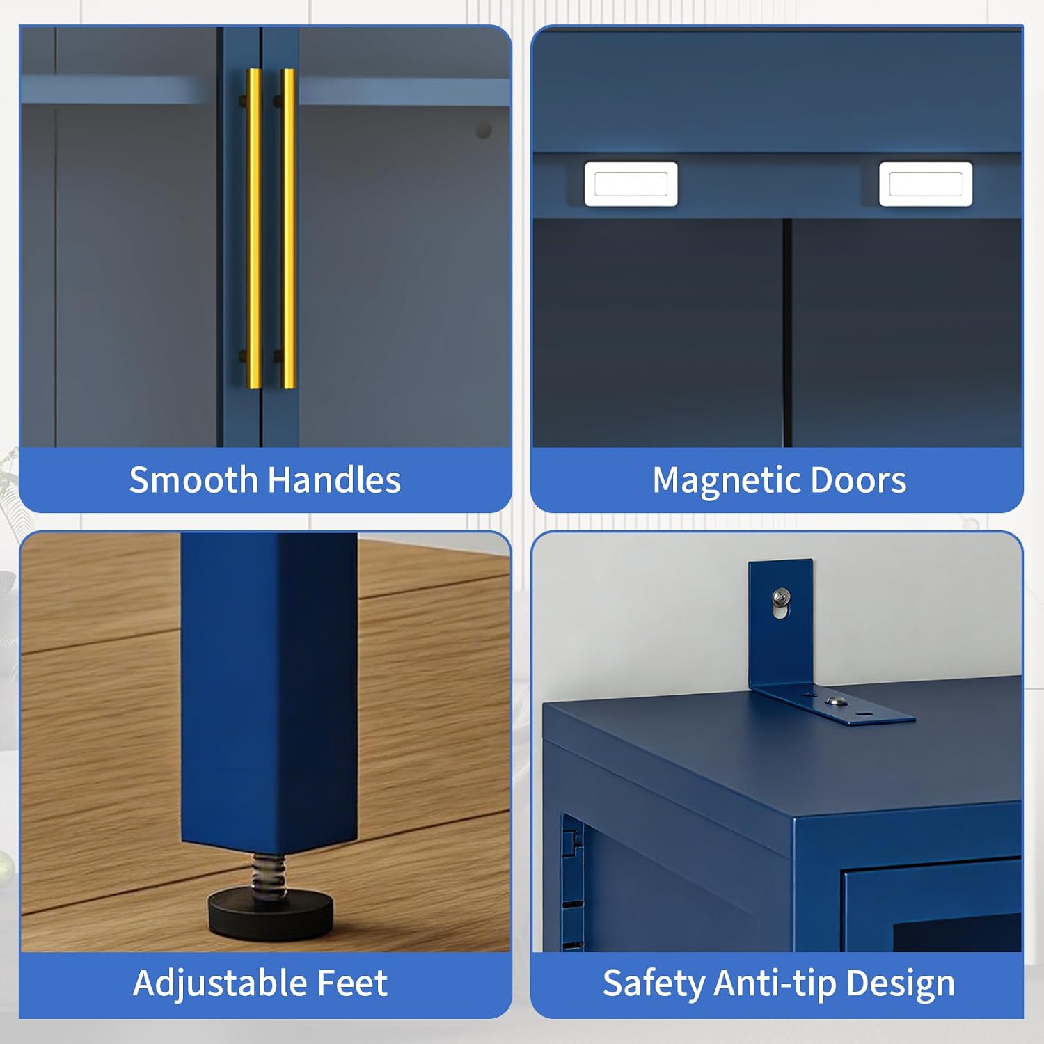 Blue Color LED Glass Display Cabinet