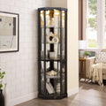 Black Lighted Corner Glass Display Cabinet