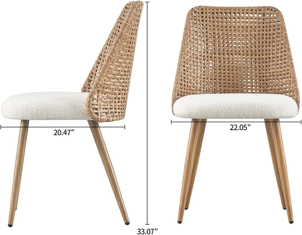 4 Pack Boucle Cane Rattan Dining Chairs