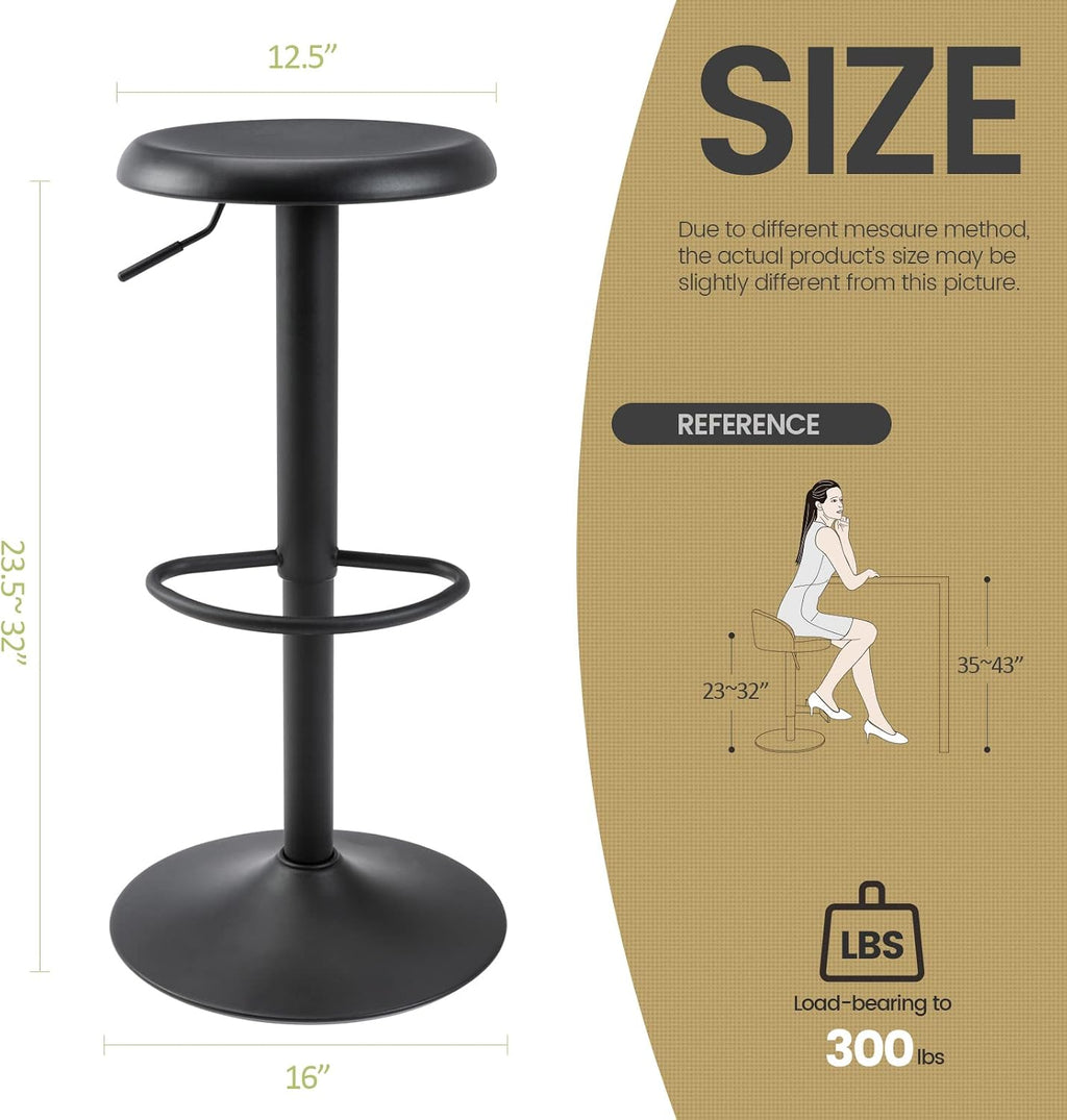 Black Adjustable Swivel Counter Bar Stool
