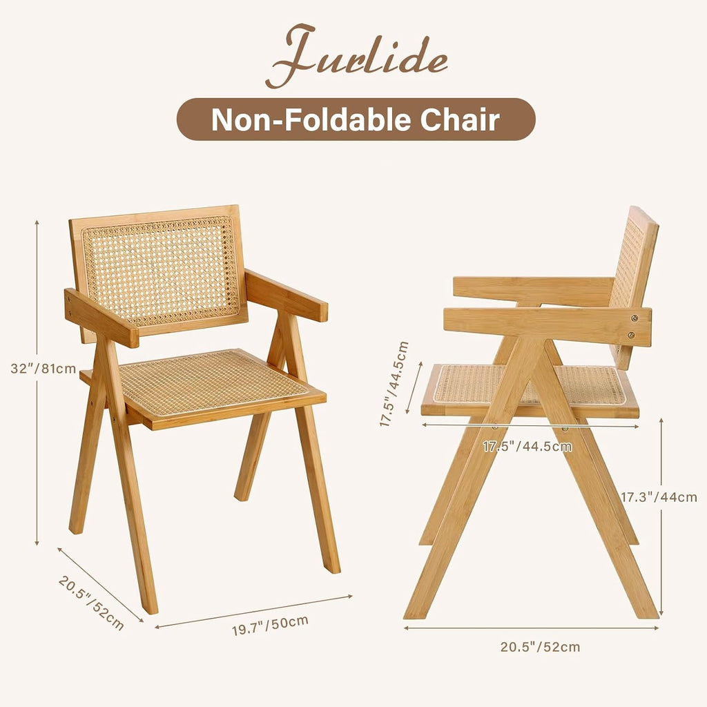 Mid Century Rattan Dining Armchairs Set of 2