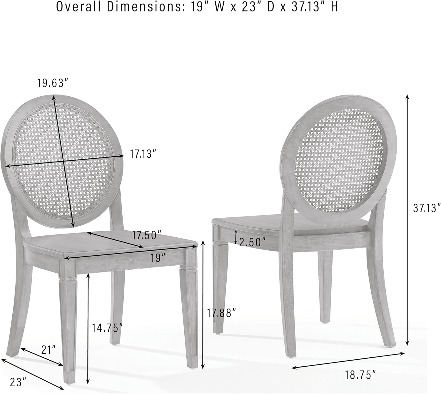 Driftwood Katia Cane Back Dining Chairs Set of 2