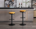 2 Yellow Corduroy Adjustable Swivel Bar Stools