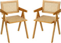 Mid Century Rattan Dining Armchairs Set of 2