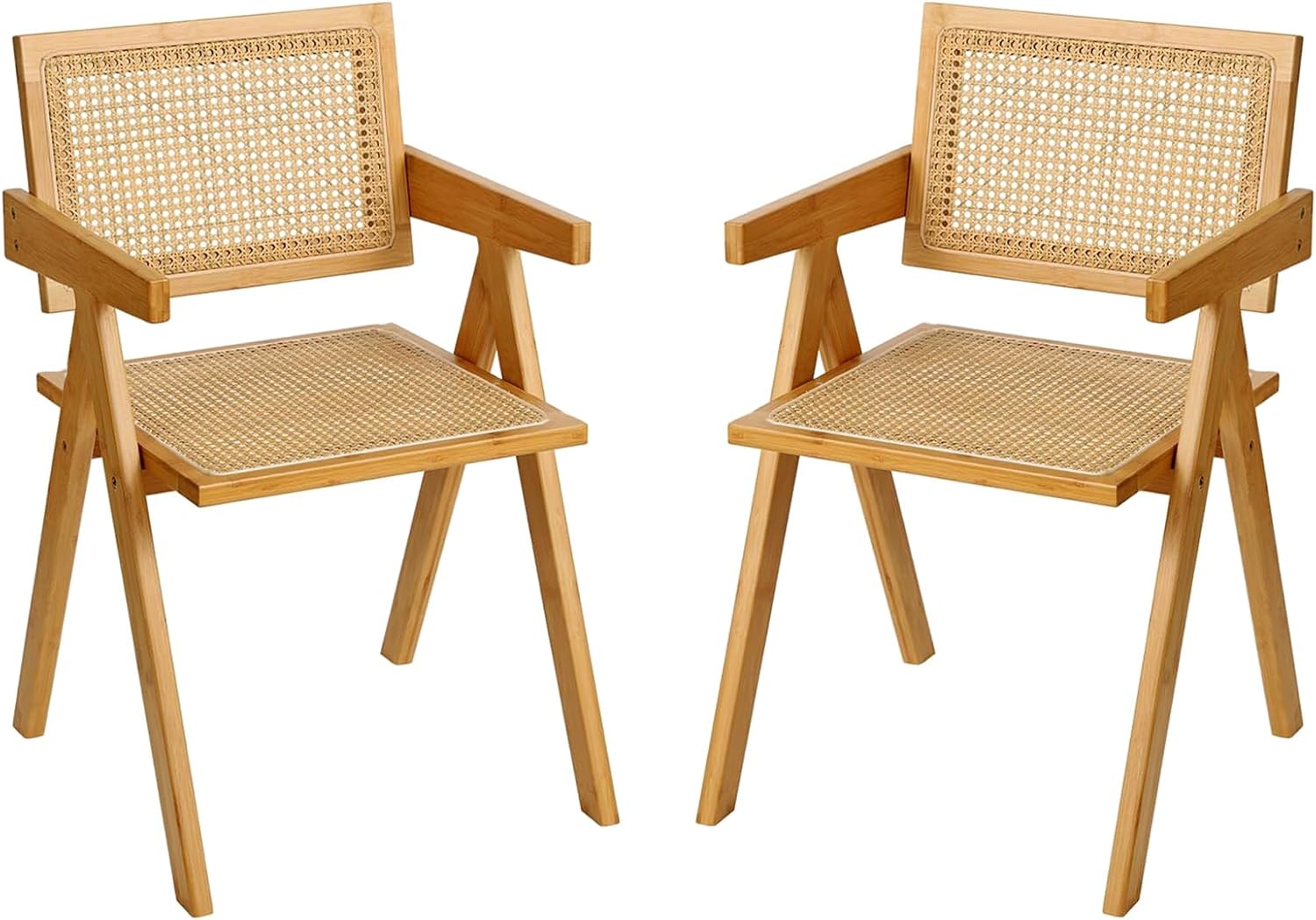 Mid Century Rattan Dining Armchairs Set of 2