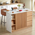 White Extendable Storage Kitchen Island