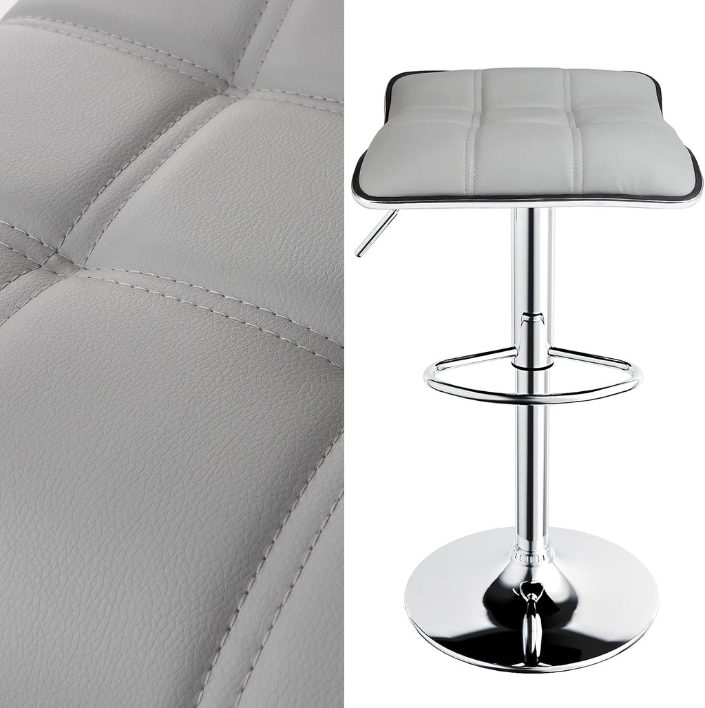 2 Light Grey Square Adjustable Swivel Bar Stools
