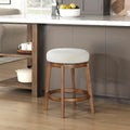 Cream Boucle Wood Swivel Counter Stool