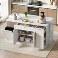 White Marble Kitchen Island with Power Outlet