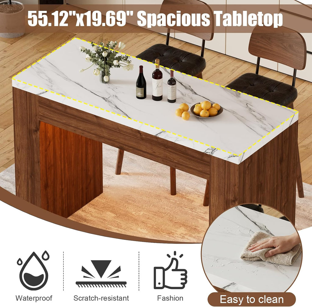 55" RGB LED Faux Marble Bar Table