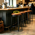 4 Brown Leather Swivel Counter Stools
