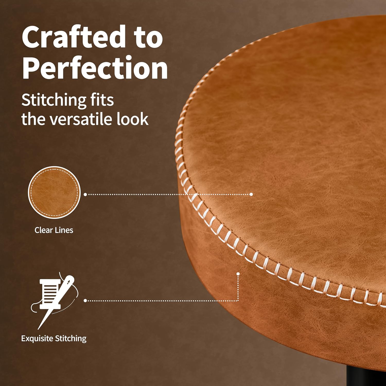 2 Brown Microfiber Adjustable Swivel Bar Stools