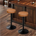 2 Brown Microfiber Adjustable Swivel Bar Stools