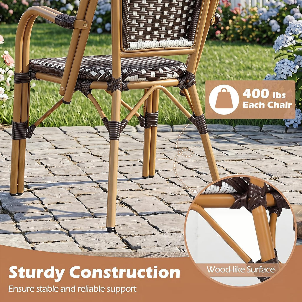 French Wicker Outdoor Bistro Armchairs