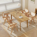 Natural Boho Cane Rattan Dining Chairs Set of 4