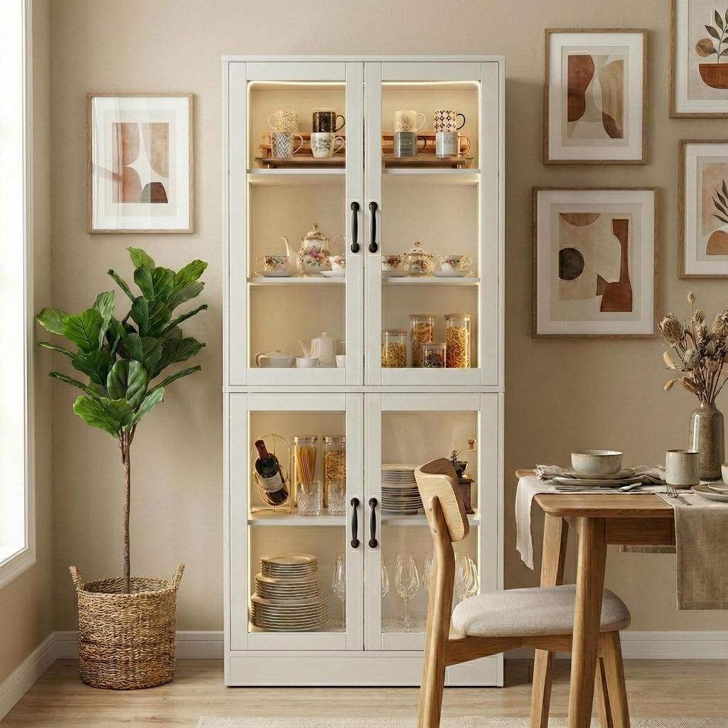 White LED Glass Display Cabinet