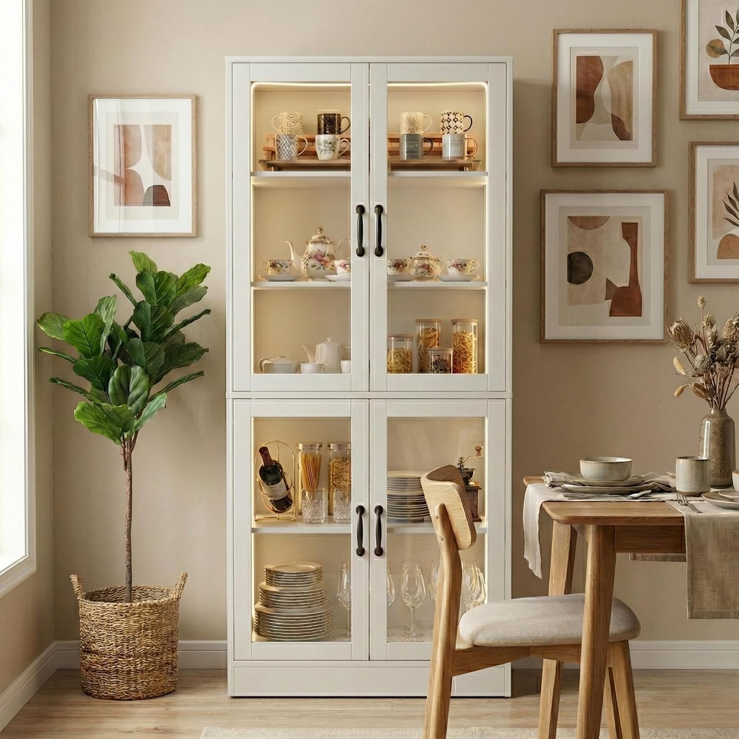 White LED Glass Display Cabinet