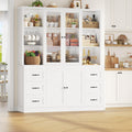 White Large Glass Pantry Cabinet