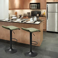 2 Retro Green Leather Adjustable Swivel Bar Stools