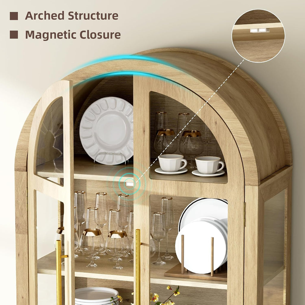 Wood Arched LED Display Cabinet