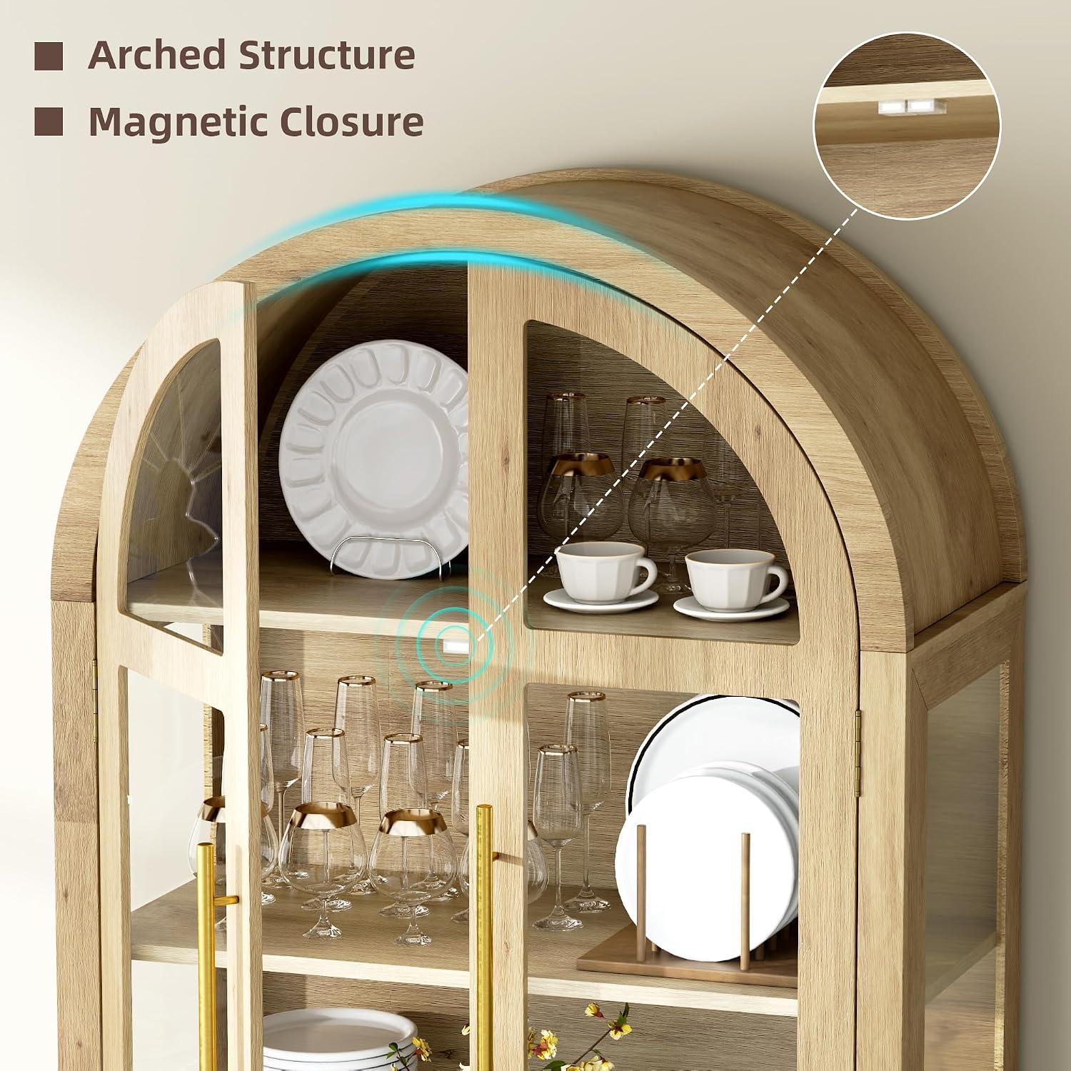 Wood Arched LED Display Cabinet