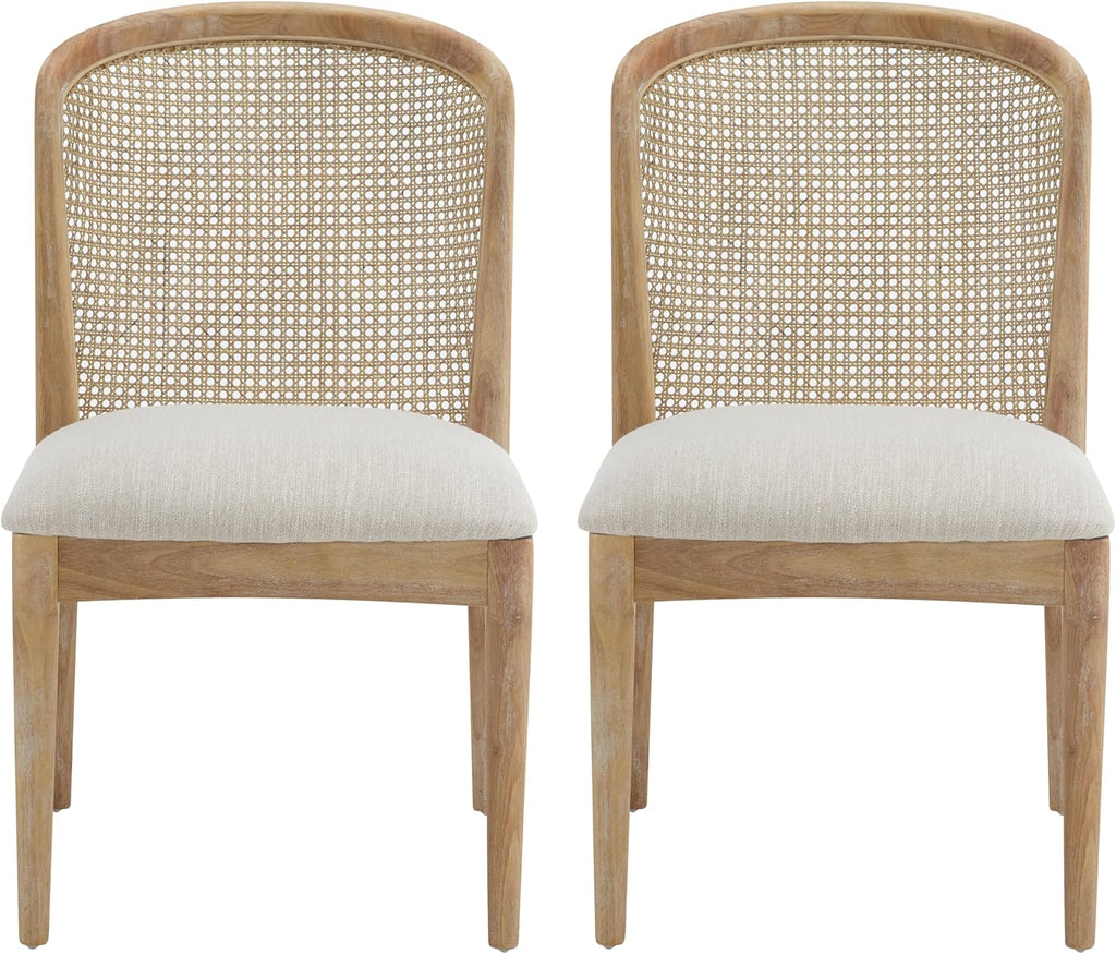 Beige Cane Lilia Dining Chairs Set of 2