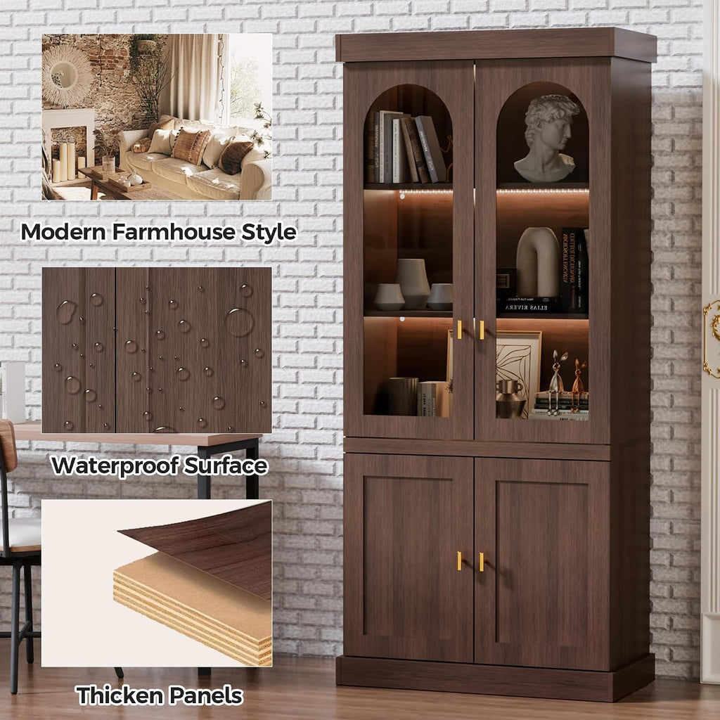 Walnut LED Mid-Century Display Cabinet