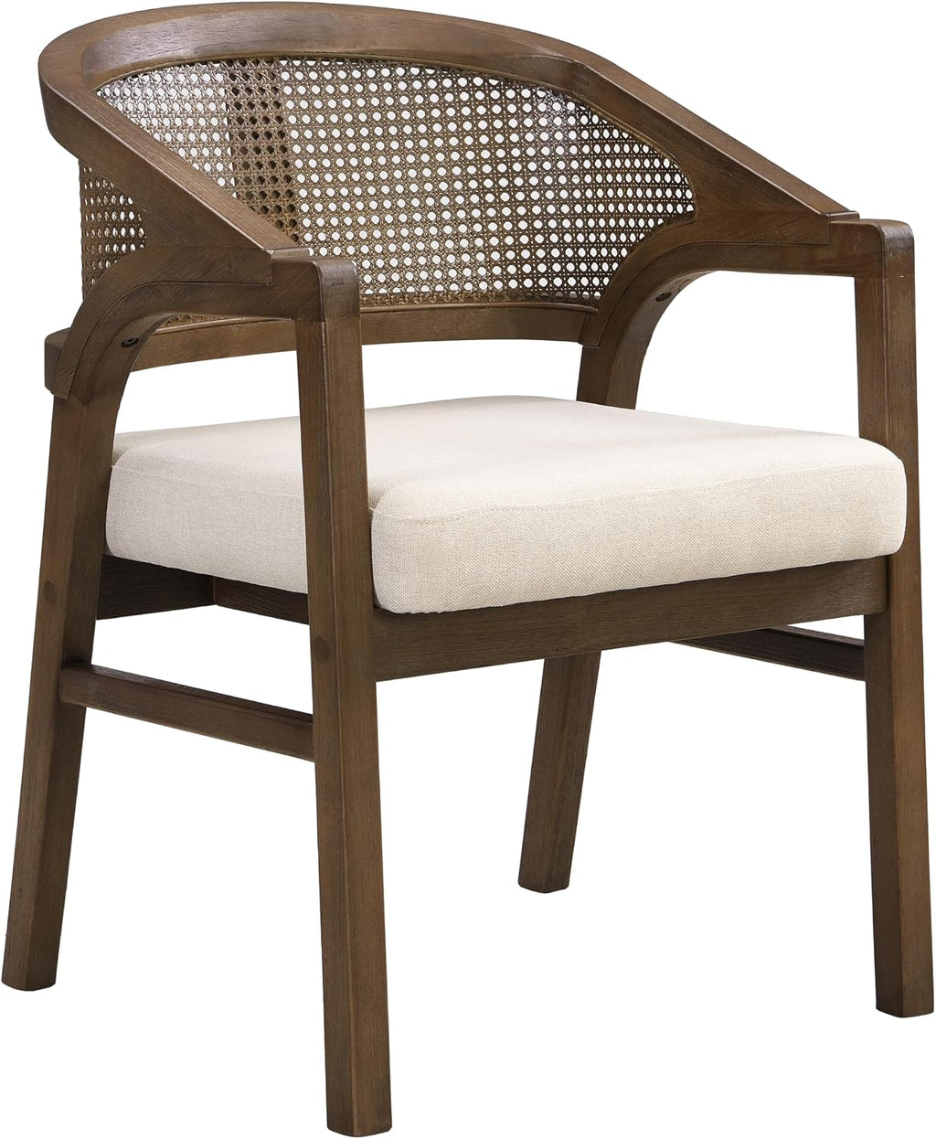 Walnut Beige Rattan Faritel Dining Chairs Set of 2